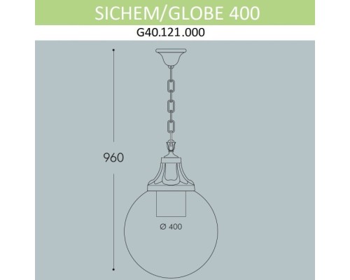 Уличный светильник подвесной Globe 400 G40.121.000.AYE27 Fumagalli