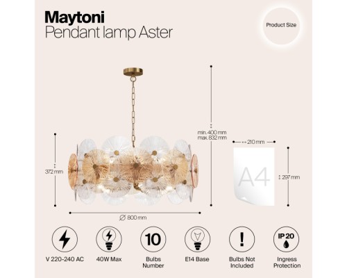 Подвесная люстра Aster MOD007PL-10G Maytoni