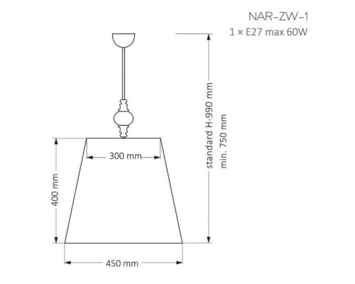 Подвесная люстра NARNI NAR-ZW-1(CZ) Kutek Mood