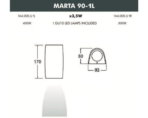 Архитектурная подсветка Marta 1A4.000.000.LXU1L Fumagalli