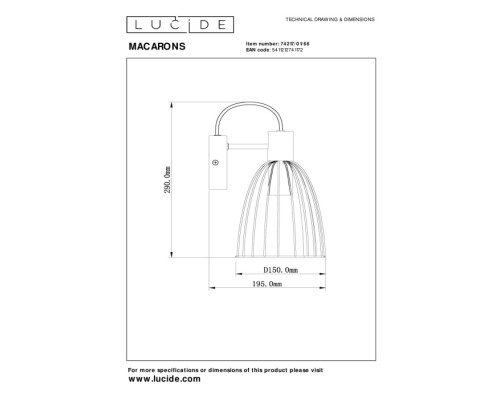 Бра Macarons 74217/01/66 Lucide