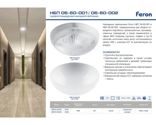 Настенный светильник уличный  41402 Feron