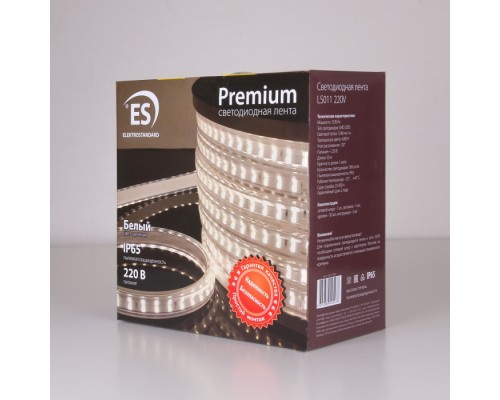 Светодиодная лента 220V 18W IP65 Лента светодиодная 220V 18W 180Led 2835 двухрядная IP65 дневной белый, 50 м Elektrostandard