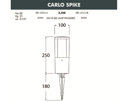 Грунтовый светильник Carlo DR1.572.000.AXU1L Fumagalli