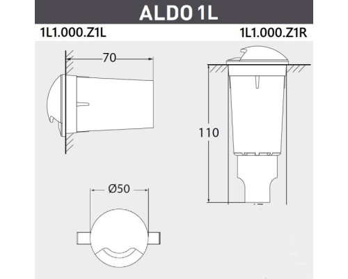 Встраиваемый светильник уличный Aldo 1L1.000.000.LXZ1L Fumagalli