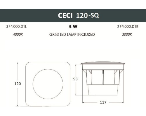 Встраиваемый светильник уличный CECI 2F4.000.000.LXG1L Fumagalli