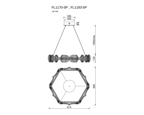 Подвесной светильник Pianta FL1170-5P Fluorite