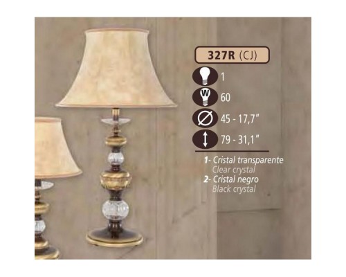 Интерьерная настольная лампа 327R 327R/1 CJ CLEAR GLASS-CREAM SHADE Riperlamp