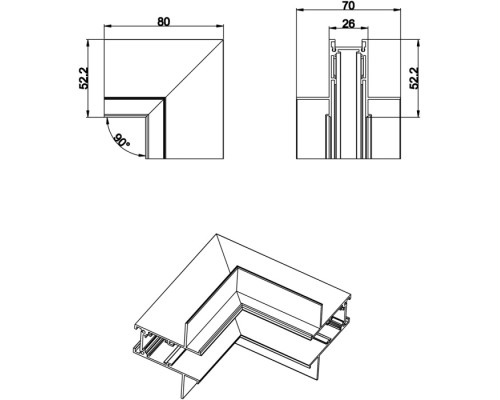 Соединитель угловой SPACE-Track system Inner corner InB M Donolux