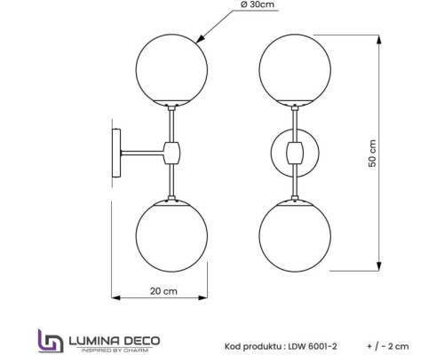 Бра Zodiak LDW 6001-2 BK+WT Lumina Deco