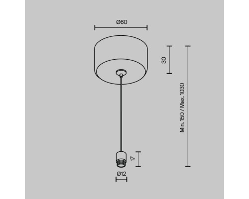 Тросовый подвес с потолочной чашей Accessories for system Shelf CA029SW-L1000-B Maytoni