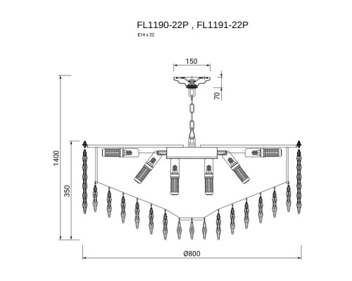 Подвесная люстра Sovrana FL1191-22P Fluorite