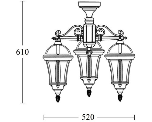 Потолочный светильник уличный ROMA S 95270SA/3 Bl Oasis Light