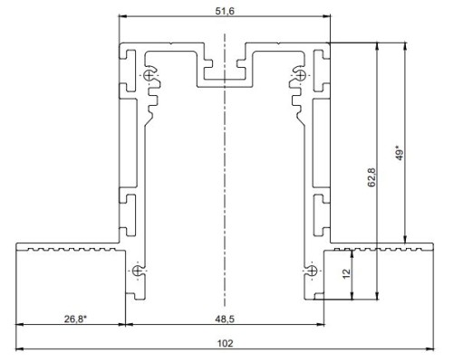 Шинопровод низковольтный SY mini SY-mini-TR-RC-001300-48-2.5 DesignLed Шинопровод низковольтный SY mini SY-mini-TR-RC-001300-48-2.5 DesignLed