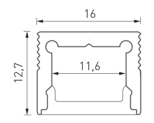 Алюминиевый профиль LS1613, 2500 мм, анодированный LS.1613-R DesignLed