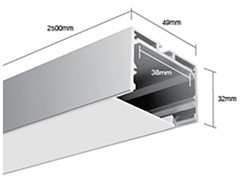 Алюминиевый профиль LS 4932, 2500 мм, анодированный LS.4932 DesignLed