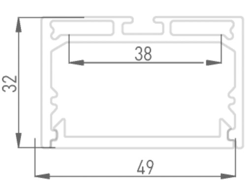 Алюминиевый профиль LS 4932, 2500 мм, анодированный LS.4932 DesignLed